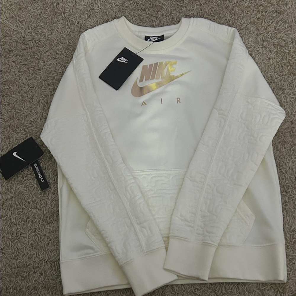 Nike Air Gold Logo Cream Crewneck Sweater